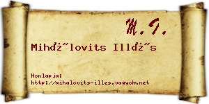 Mihálovits Illés névjegykártya